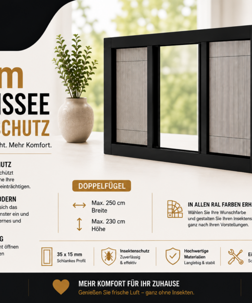 15 mm Slim Plissee Insektenschutz Doppelflügel